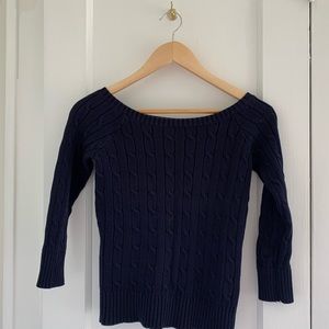 Ralph Lauren Navy boat neck 3/4 sleeve sweater